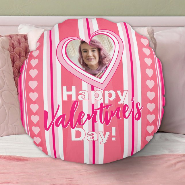 Custom Valentine Day Stripes Round Cushion (Creator Uploaded)
