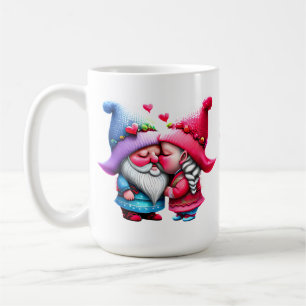 Custom Valentine Gnome Kissing Couple Sweethearts Coffee Mug
