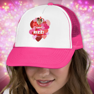 Custom Valentine Got Rizz Photo Heart Pop Trucker Hat