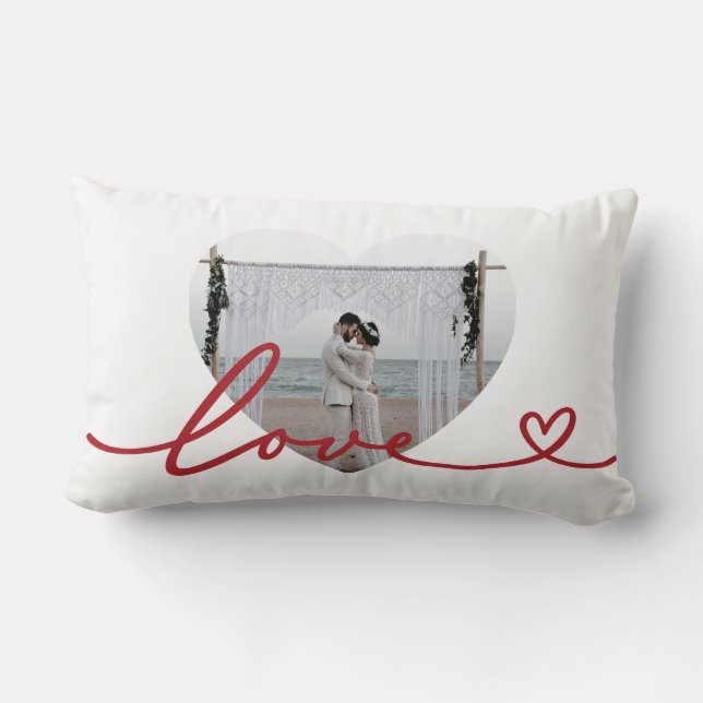 Custom Valentine Heart Photo Lumbar Cushion (Back)