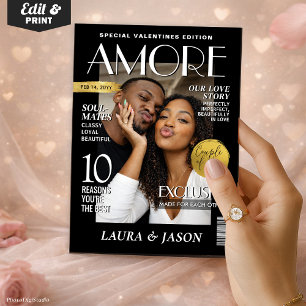 Custom Valentine Magazine Cover, Modern Couple Holiday Card