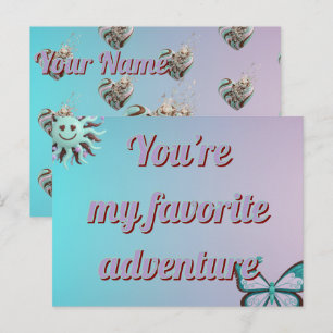 Custom Valentine's Card Turquoise and Purple
