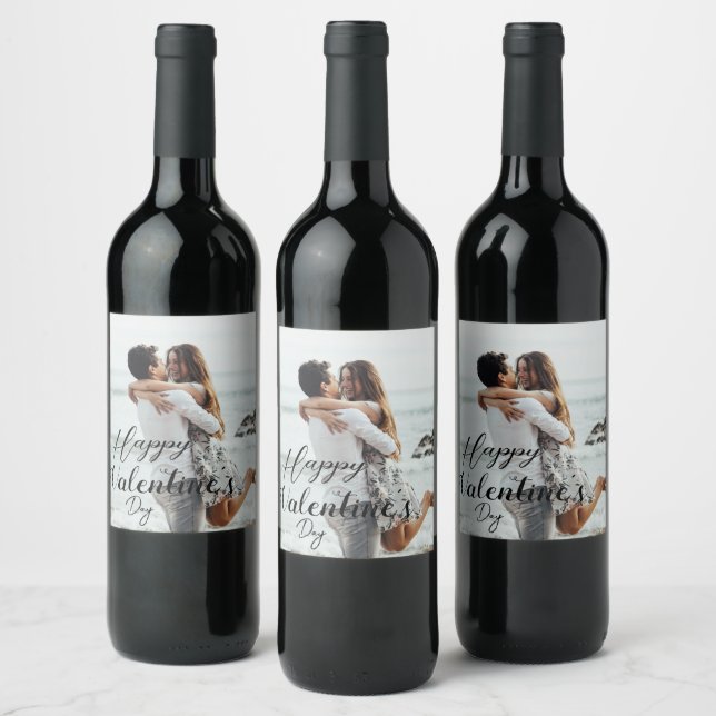custom valentine's day , custom photo wine label  (Bottles)