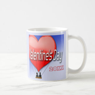 Custom Valentine's Day Fly Away W/ Me Air Balloon Coffee Mug
