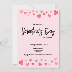 Custom Valentine's Day Friends watercolor hearts Invitation