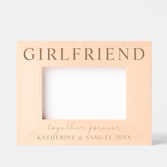 Custom Valentine's Day Girlfriend Name & Date Etched Frames (Front)