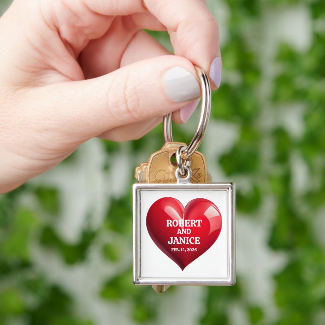 Custom valentines day personalise heart gift key ring (Hand)