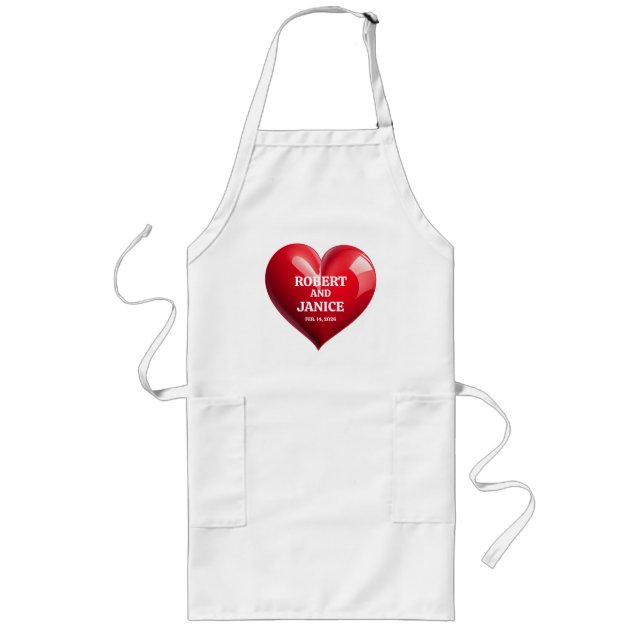 Custom valentines day personalise heart gift long apron (Front)