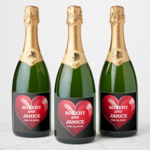 Custom valentines day personalize heart gift sparkling wine label