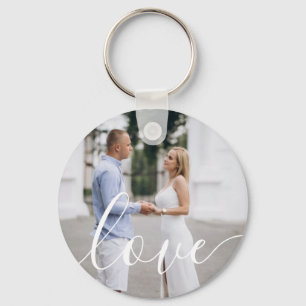 Custom Valentine's Day Photo Love Script Key Ring