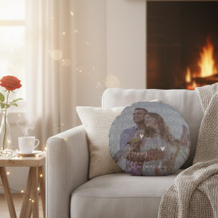 Custom Valentine's Day Romantic Couple Photo  Round Cushion