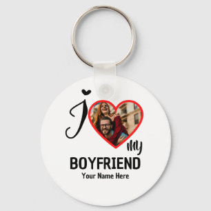 Custom Valentines Heart Photo I Love My Boyfriend Key Ring