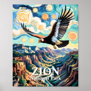 Custom Van Gogh Zion Canyon Bird California Condor Poster