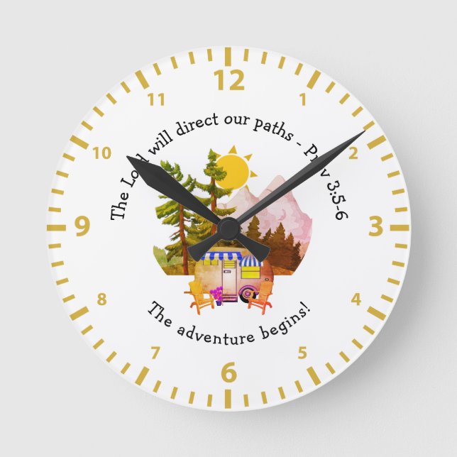 Custom VAN LIFE ADVENTURE Christian Round Clock (Front)