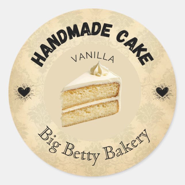 Custom Vanilla Cake Labels | Personalised Bakery P (Front)