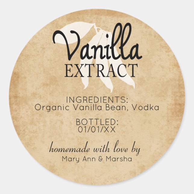 Custom Vanilla Extract Label Sticker (Front)