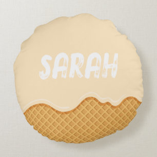 Custom vanilla ice cream cute design for kids round cushion