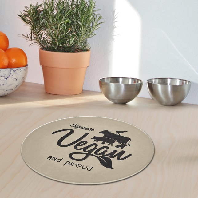 Custom Vegan and Proud, Kitchen  Cutting Board (Creator Uploaded)