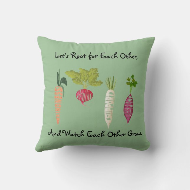Custom Vegan Plant-Themed Throw Pillow Decor (Back)