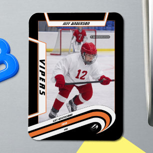 Custom Velocity Orange Ice Hockey Photo Magnet