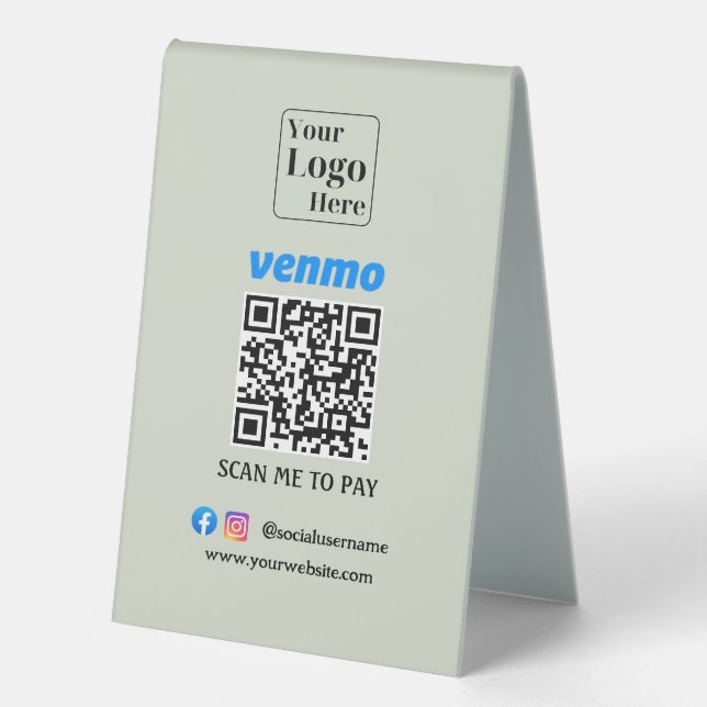 Custom Venmo QR Code Payment Stand (Front)
