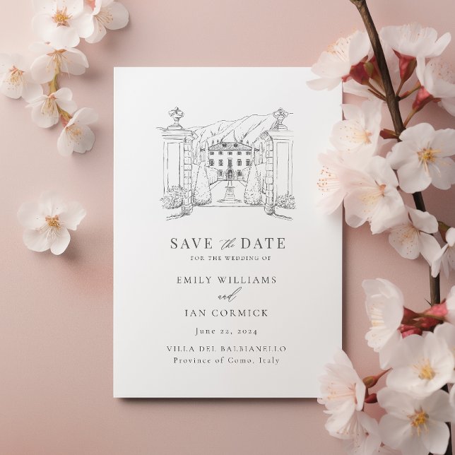 Custom Venue Illustration Save the Date with QR  Invitation (Creator Uploaded)