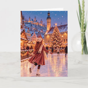 Custom Verse Tallinn Christmas Ice Skating Card