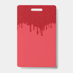 Custom Vertical Badge – Red Drip Design ID Badge