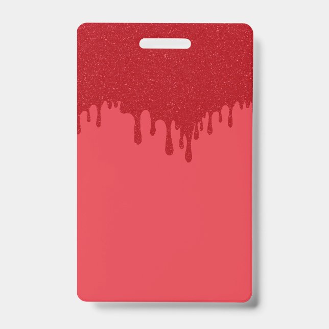 Custom Vertical Badge – Red Drip Design ID Badge (Front)