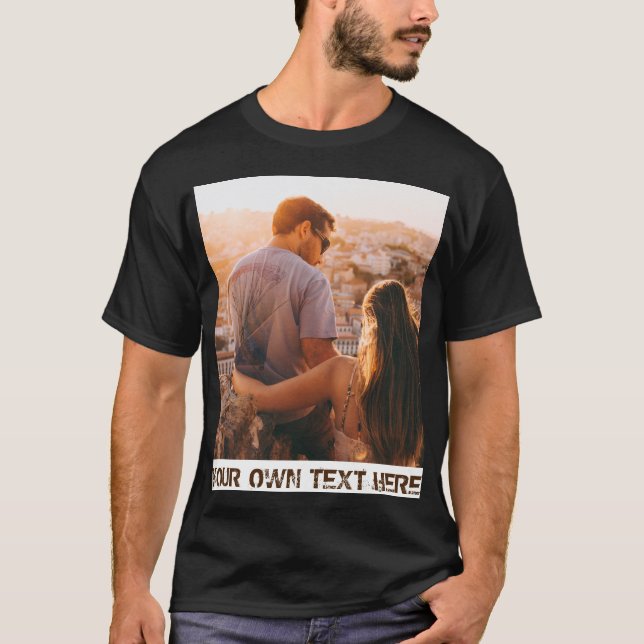 Custom vertical photo and text T-Shirt (Front)