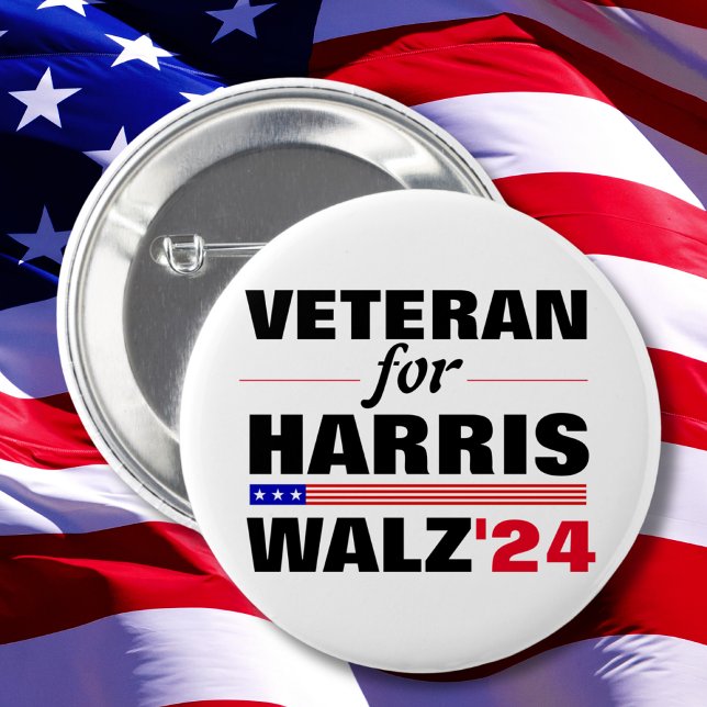 Custom Veterans for Harris Waltz 2024 Election 6 Cm Round Badge (Creator Uploaded)