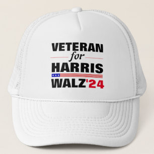 Custom Veterans for Harris Waltz 2024 Election Trucker Hat
