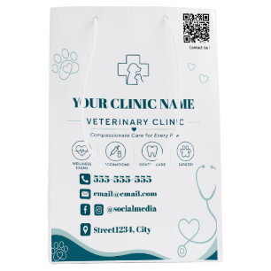 Custom Veterinarian Paper Bag with QR Code
