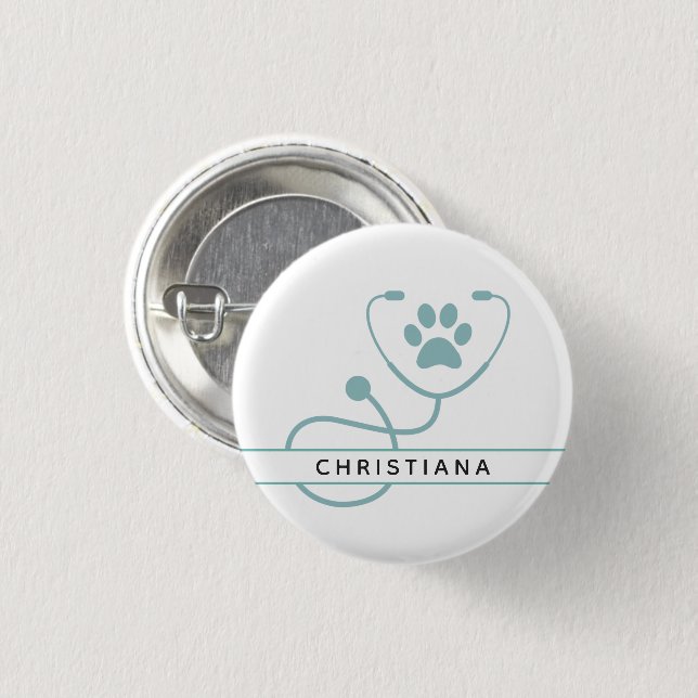 Custom Veterinarian Veterinary Professionals 3 Cm Round Badge (Front & Back)
