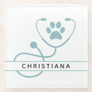 Custom Veterinarian Veterinary Professionals Glass Coaster