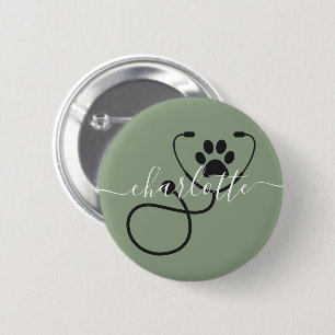 Custom Veterinarian Veterinary Tech Vet Assistant 6 Cm Round Badge