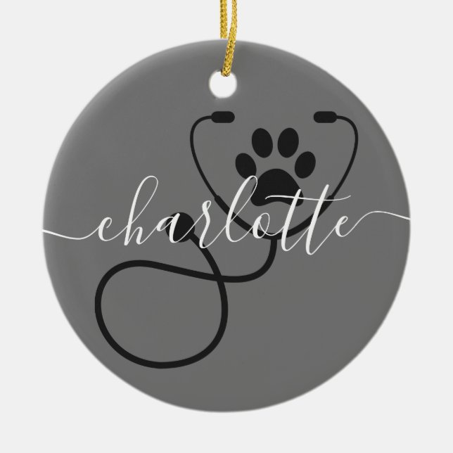 Custom Veterinarian Veterinary Tech Vet Assistant Ceramic Ornament (Front)