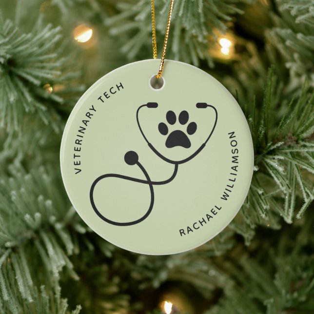 Custom Veterinarian Veterinary Tech Vet Assistant Ceramic Ornament (Tree)