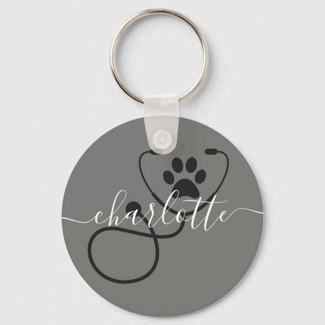 Custom Veterinarian Veterinary Tech Vet Assistant Key Ring (Front)