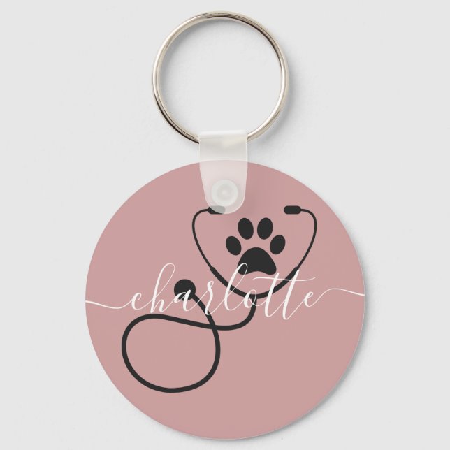 Custom Veterinarian Veterinary Tech Vet Assistant Key Ring (Front)