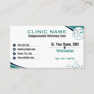 Custom Veterinary Modern Vet Clinic Business Card