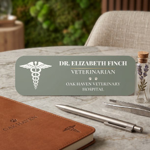 Custom Veterinary Name Tag DVM Clinic Caduceus 