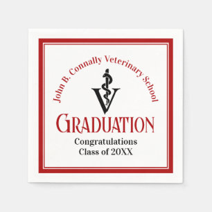 Custom Veterinary School Red Graduation Party Napkin