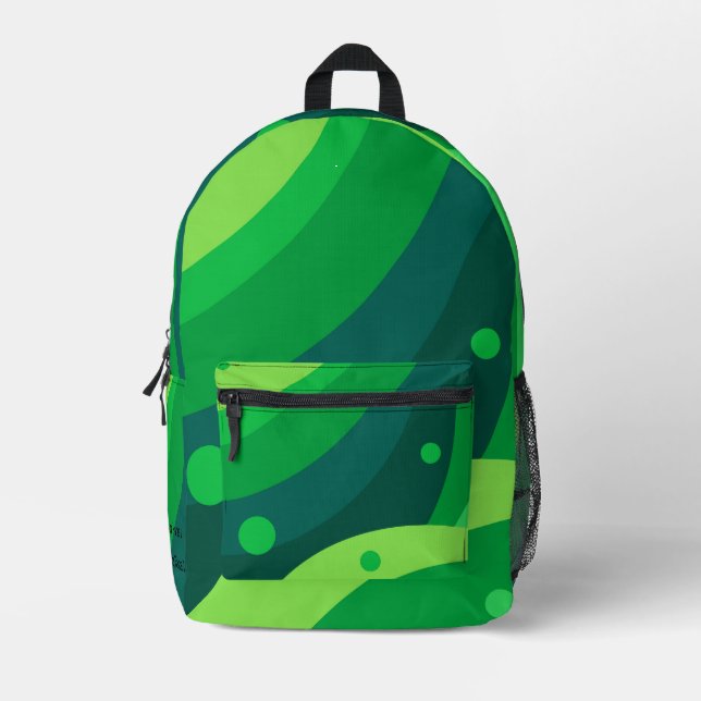 Custom Vibrant Green Colourful Pattern Aesthetic Printed Backpack (Front)