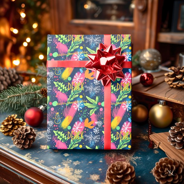 Custom Vibrant Holiday Foliage Christmas Wrapping Paper (Creator Uploaded)