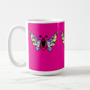 Custom Vibrant Modern Folk Butterfly Art Coffee Mug