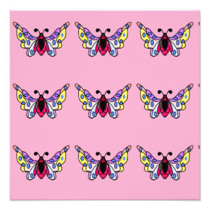 Custom Vibrant Modern Folk Butterfly Art Photo Print