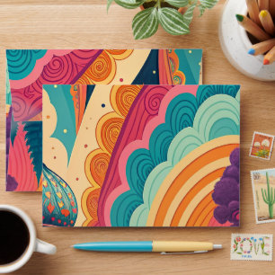 Custom Vibrant Retro Rainbow Envelope