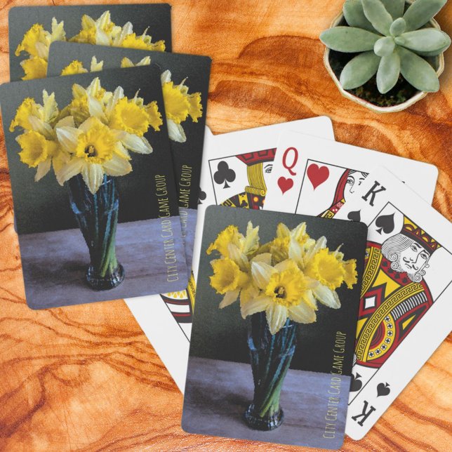 Custom Vibrant Yellow Daffodils Still Life  Playing Cards (Personalize a deck of playing cards for the family, card game group or as a birthday gift. )