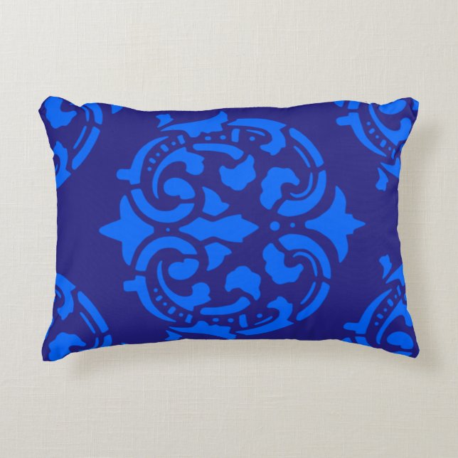 Custom Victorian Pattern Blue Decorative Cushion (Front)